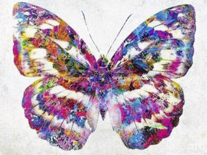 Diamond Painting, Schmetterling in Regenbogenfarben, 5D Diamant Malerei Bild, Set mit Zubehör,