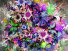 Diamond Painting, Blumenstrauss mit Schmetterling in Violett, 5D Diamant Malerei Bild, Set mit Zubehör,