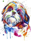 Diamond Painting, Hund in Regenbogen Farben, 5D Diamant Malerei Bild, Set mit Zubehör