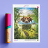 Diamond Painting, Hunde lieben das Wasser, 5D Diamant Malerei Bild, Set mit Zubehör