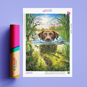 Diamond Painting, Hunde lieben das Wasser, 5D Diamant Malerei Bild, Set mit Zubehör