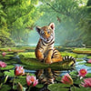 Diamond Painting, Tigerbaby im Dschungel, 5D Diamant Malerei Bild, Set mit Zubehör,